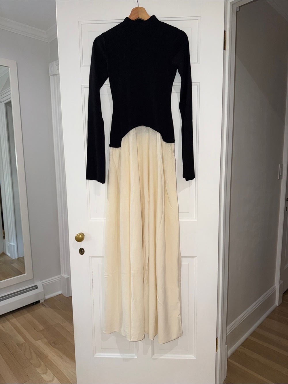 SOLID & STRIPED Black and Cream The Soglio Dress